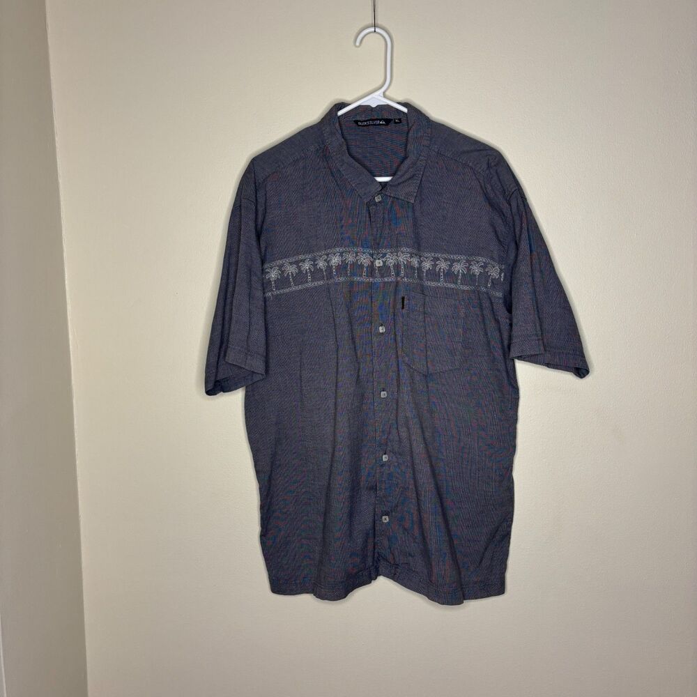 Quiksilver Men's Tahiti Palms Button Up Woven Shirt Grey Size XL